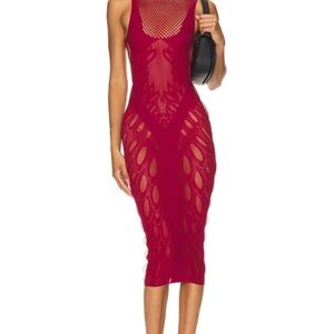Elegant Red Mesh Dress